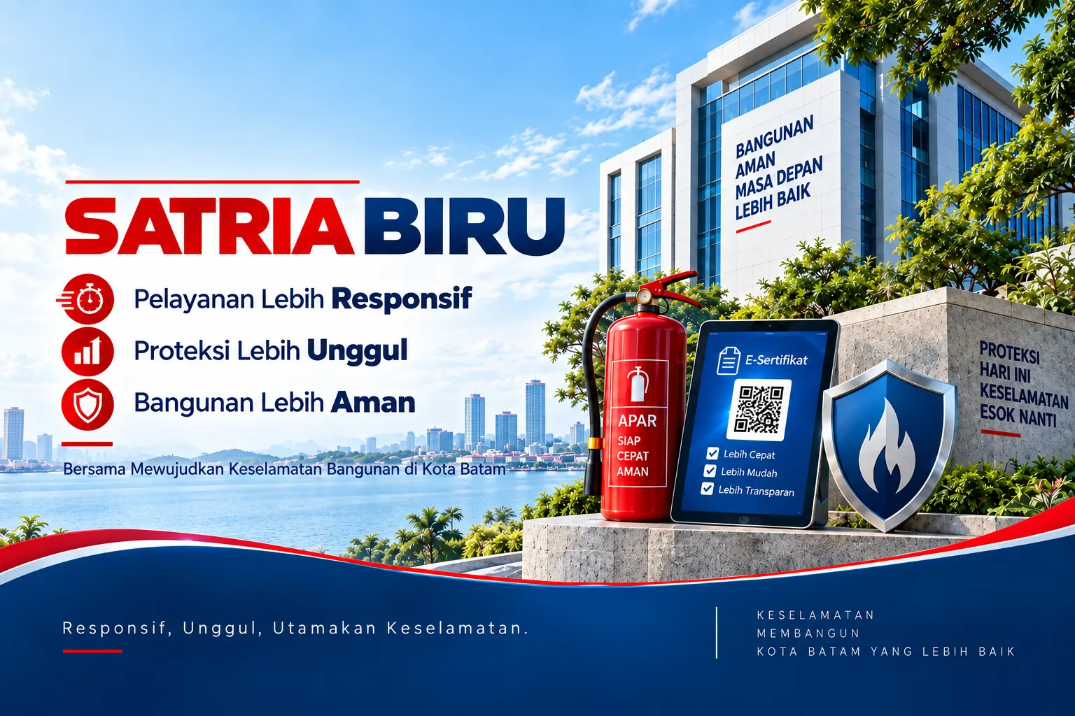 Informasi SATRIA BIRU tentang akselerasi pelayanan sertifikasi alat proteksi kebakaran di Kota Batam